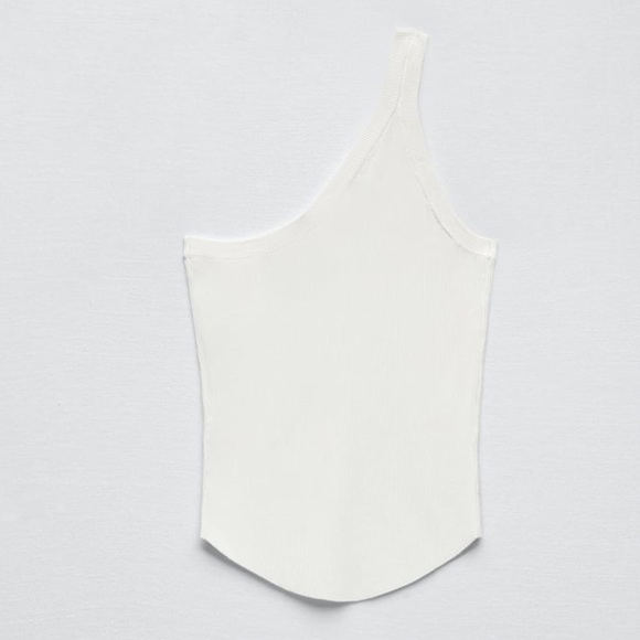 Zara White Sleeveless Asymmetrical Neckline Top - Picture 4 of 9